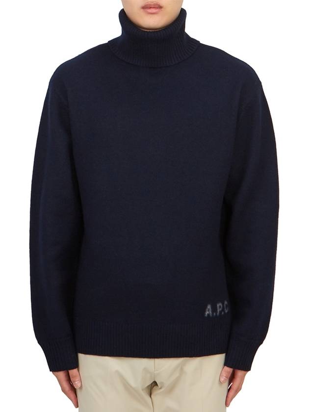 Walter Logo Merino Wool Turtleneck Dark Navy Blue - A.P.C. - BALAAN 2