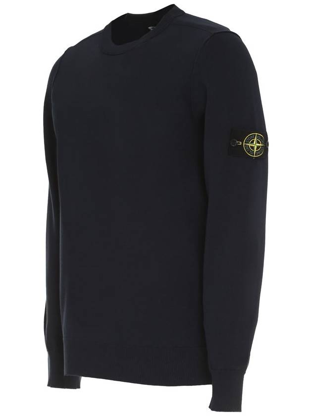 Crewneck Soft Cotton Knit Top Navy - STONE ISLAND - BALAAN 4