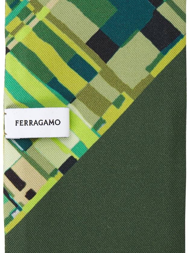 Check Print Twilly Silk Scarf Lime Green - SALVATORE FERRAGAMO - BALAAN 7