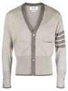 Men's Diagonal Armband Cashmere V-Neck Cardigan Beige - THOM BROWNE - BALAAN 2