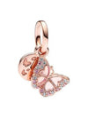 Butterfly Double Dangle Bracelet Charm Rose Gold - PANDORA - BALAAN 2