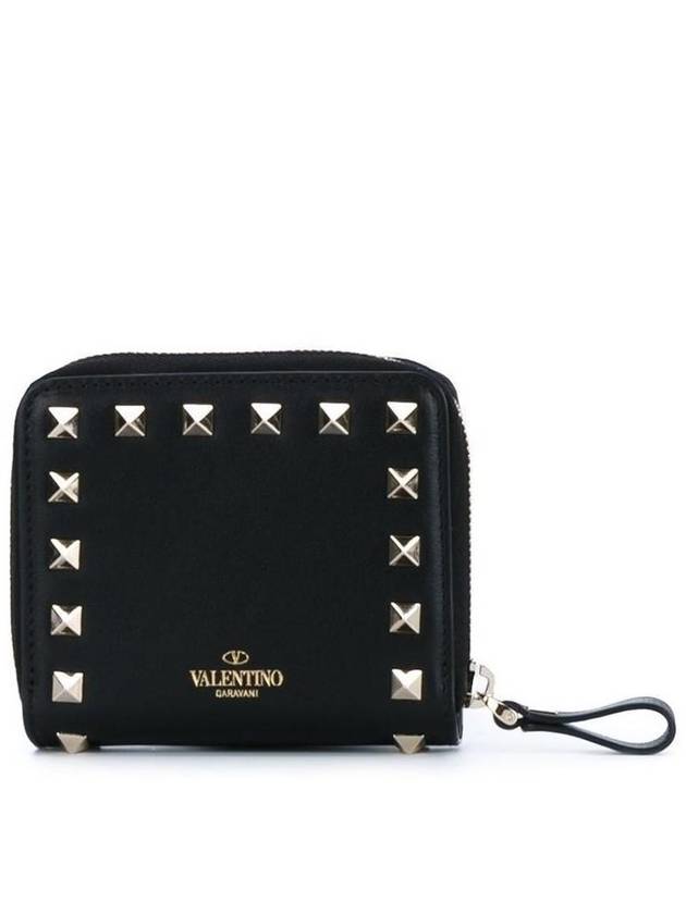 Rockstud leather zipper half wallet MW2P0649BOL - VALENTINO - BALAAN 4