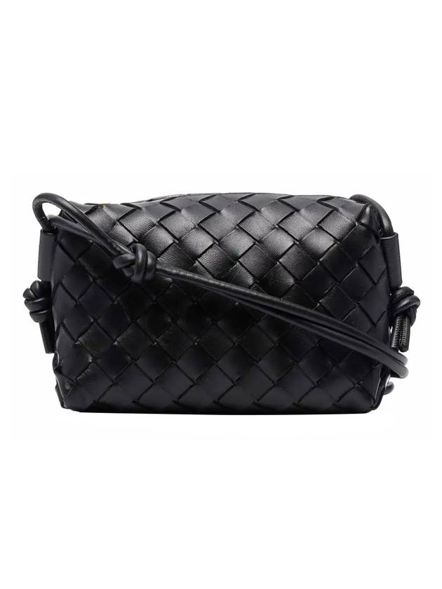 Intrecciato Loop Small Leather Cross Bag Black - BOTTEGA VENETA - BALAAN 1
