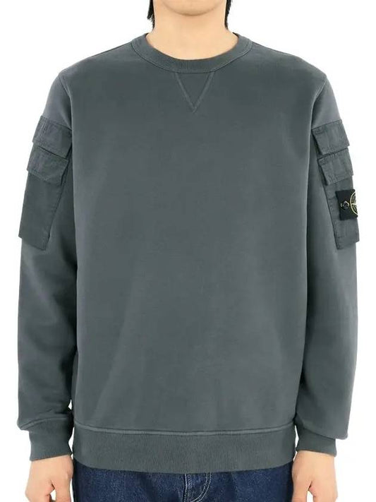 Men's Wappen Patch Cargo Pocket Sweatshirt Grey - STONE ISLAND - BALAAN 2