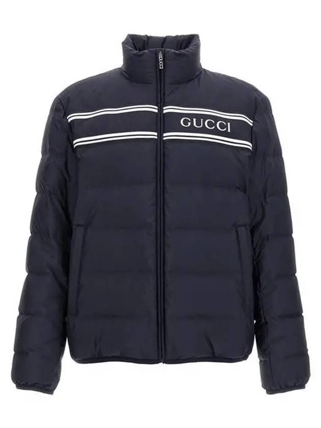 Stripe Logo Print Puffer Padding Navy - GUCCI - BALAAN 2