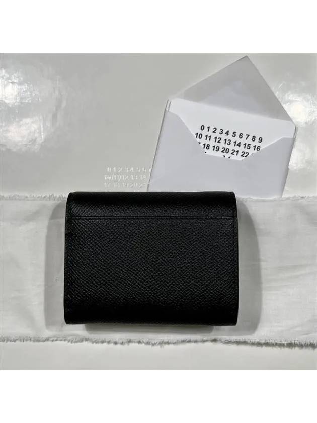 Stitch Leather Tri-Fold Half Wallet Black - MAISON MARGIELA - BALAAN 5