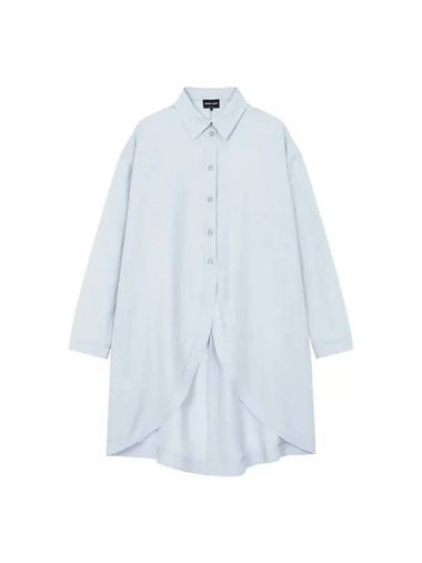 Women s Rounded Silk Long Shirt Light Blue - GIORGIO ARMANI - BALAAN 1