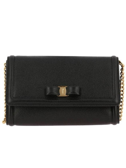 Vara Bow Leather Shoulder Bag Black - SALVATORE FERRAGAMO - BALAAN 2