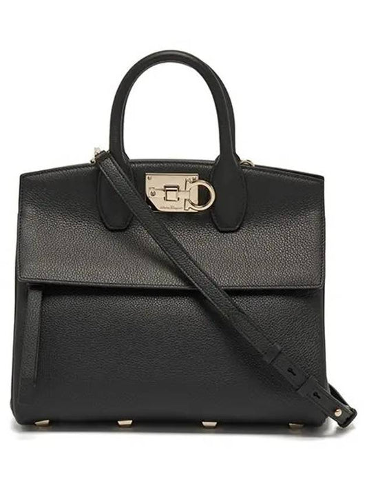 Studio Small Tote Bag Black - SALVATORE FERRAGAMO - BALAAN 2