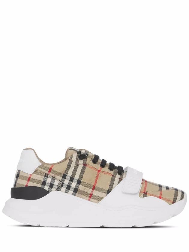 Vintage Check And Leather Sneakers White Archive Beige - BURBERRY - BALAAN 3