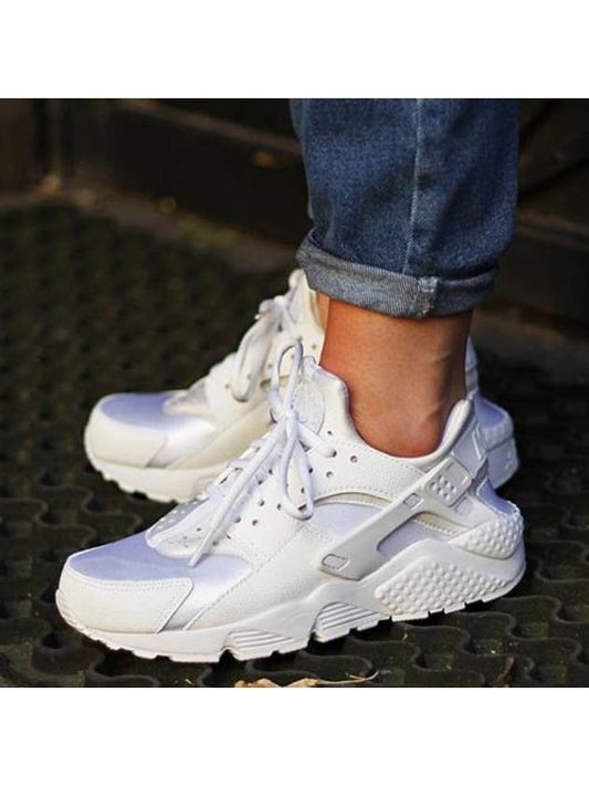 Air Huarache Run Low Top Sneakers Triple White - NIKE - BALAAN 2