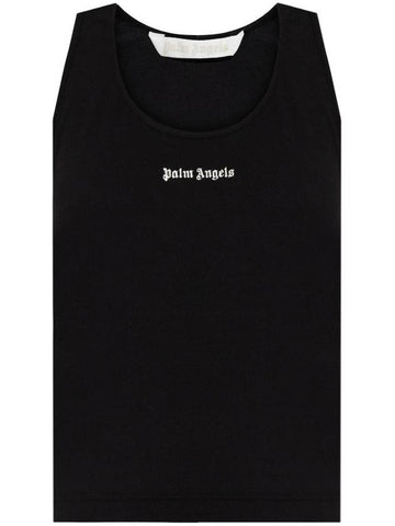 CLASSIC LOGO RIB TANK BLACK OFF WHITE - PALM ANGELS - BALAAN 1