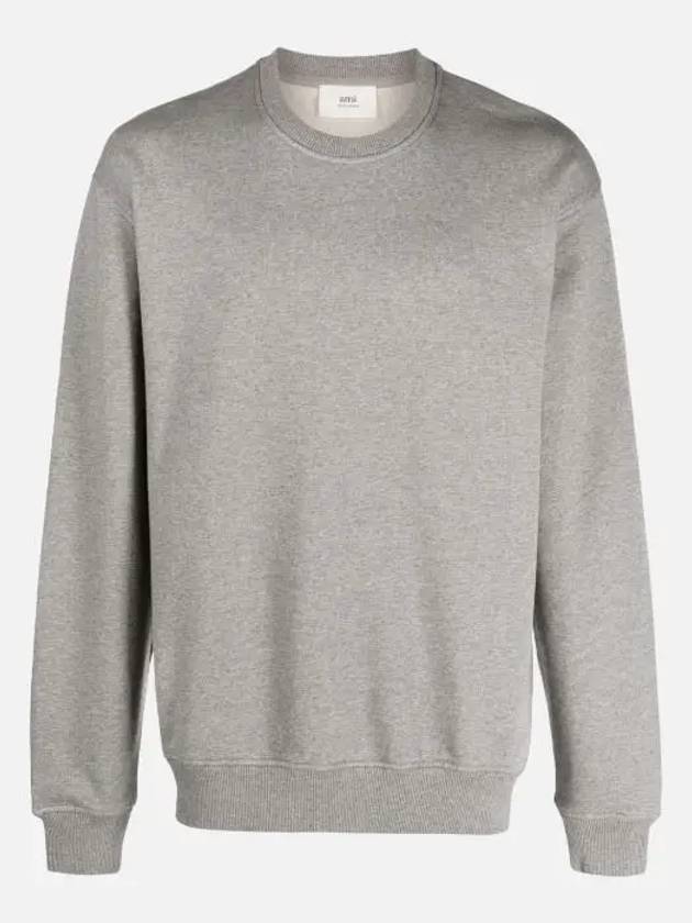 Embroidered Heart Logo Sweatshirt Grey - AMI - BALAAN 3