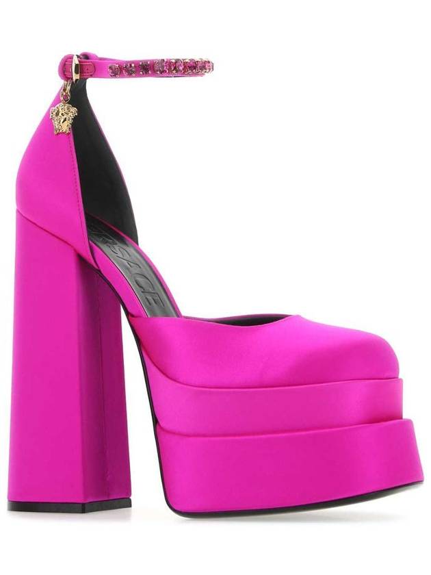 Medusa Evitas Satin Double Platform Pumps Heel Fuchsia - VERSACE - BALAAN 3