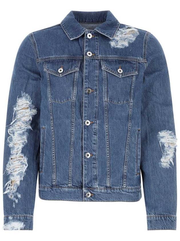 Distressed Collar Button-Up Denim Jacket Blue - JW ANDERSON - BALAAN 2