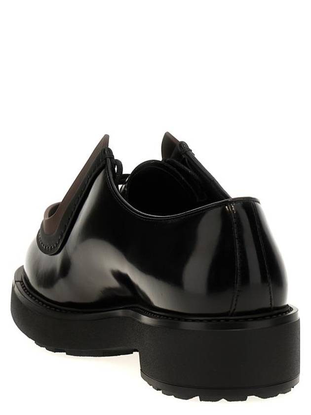 Diapason Opaque Brushed Leather Lace-Up Shoes Sienna - PRADA - BALAAN 3