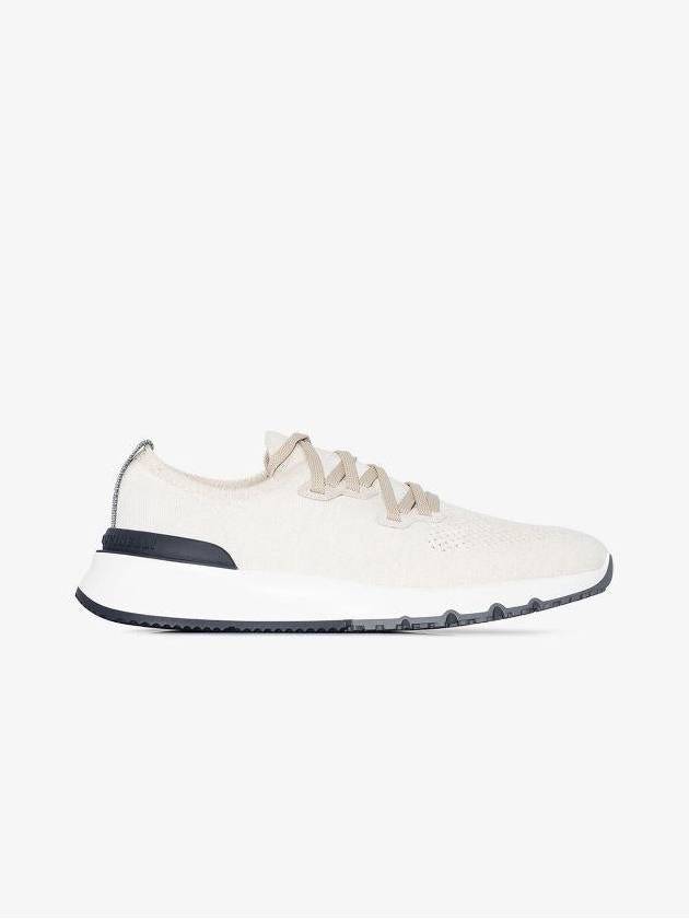 Stretch Knit Low Top Sneakers White - BRUNELLO CUCINELLI - BALAAN 6