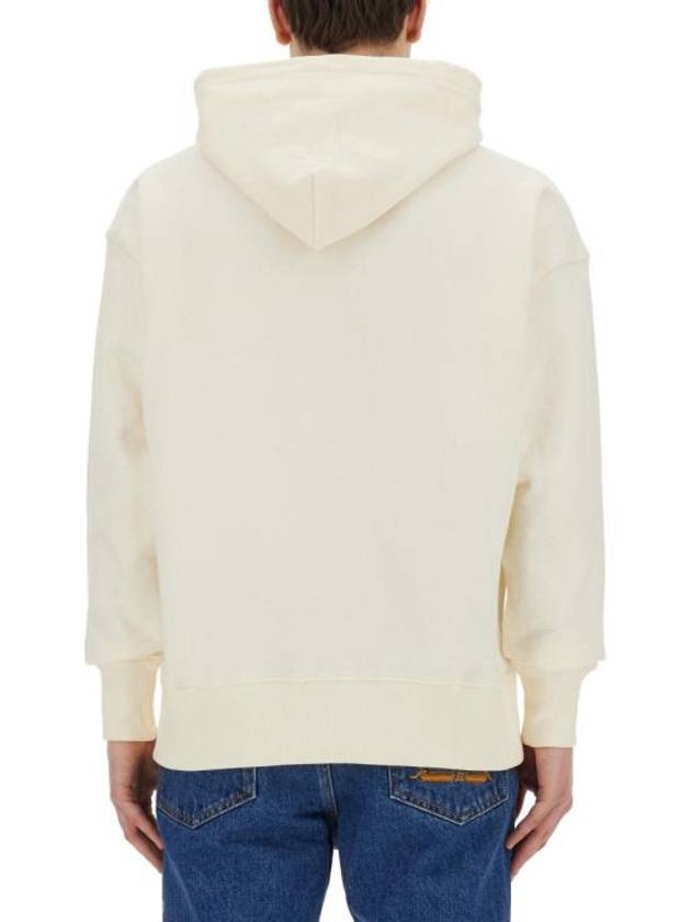 Brushed Logo Print Cotton Hoodie Ivory - MSGM - BALAAN 4