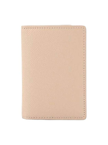 Stitched Bi-Fold Leather Card Wallet Beige - MAISON MARGIELA - BALAAN 1