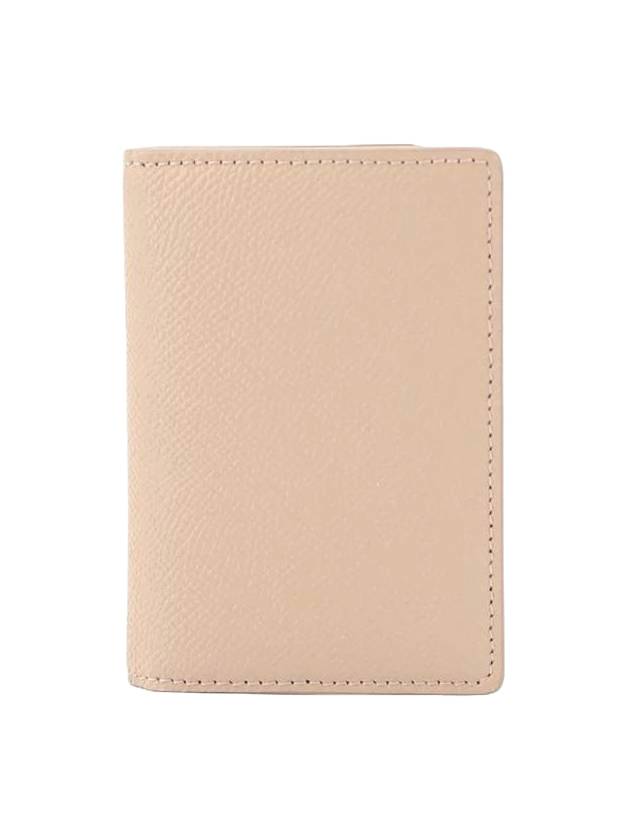 Stitched Bi-Fold Leather Card Wallet Beige - MAISON MARGIELA - BALAAN 1