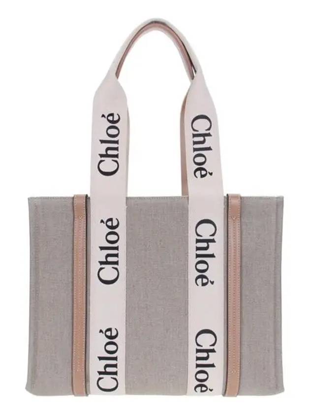 Woody Canvas Medium Tote Bag White Beige - CHLOE - BALAAN 4