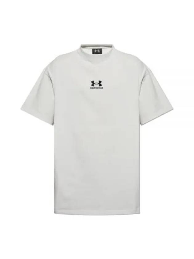 Embroidered Logo Short Sleeve T-Shirt Grey - BALENCIAGA - BALAAN 2