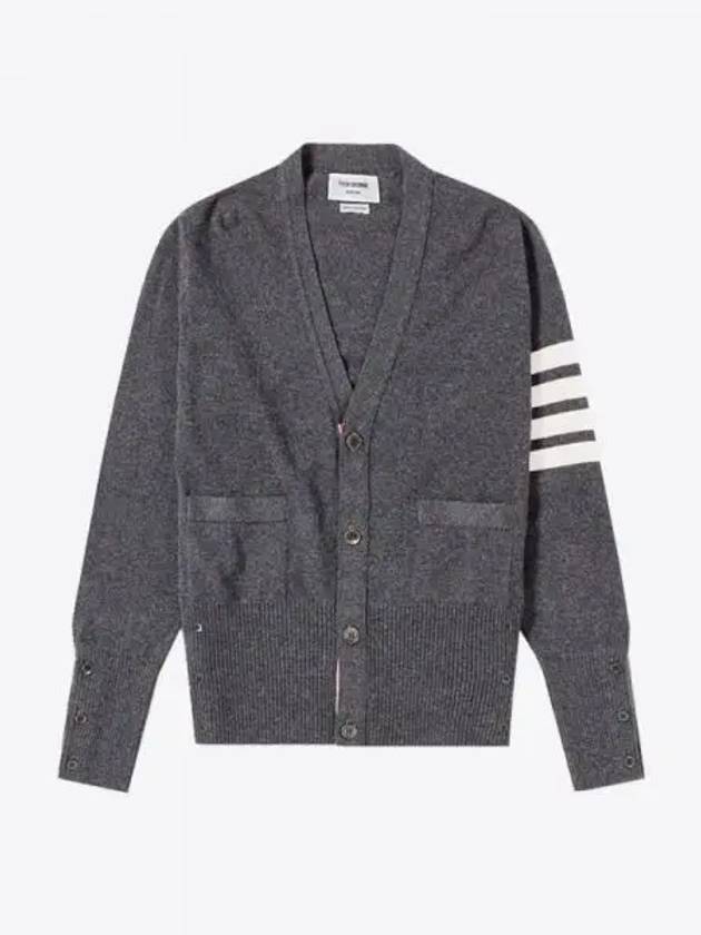 Men's Diagonal Classic Cashmere Cardigan Mid Grey - THOM BROWNE - BALAAN 2