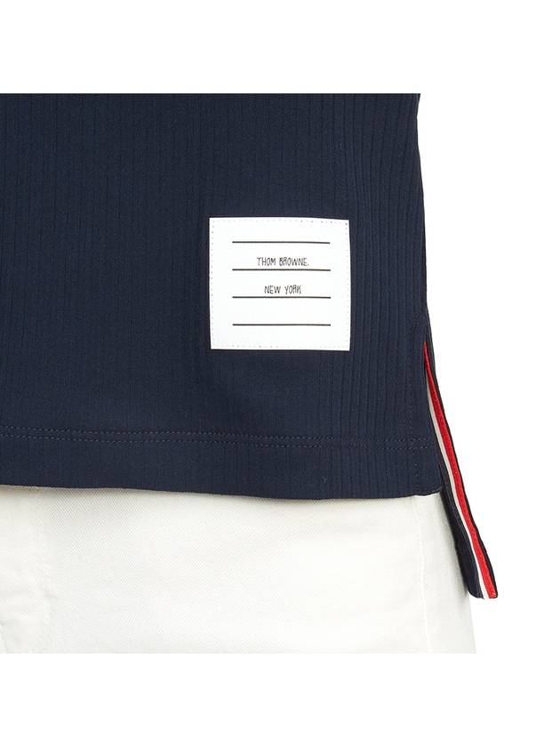 Three Stripes High Twist Rib Polo Shirt Navy - THOM BROWNE - BALAAN 9