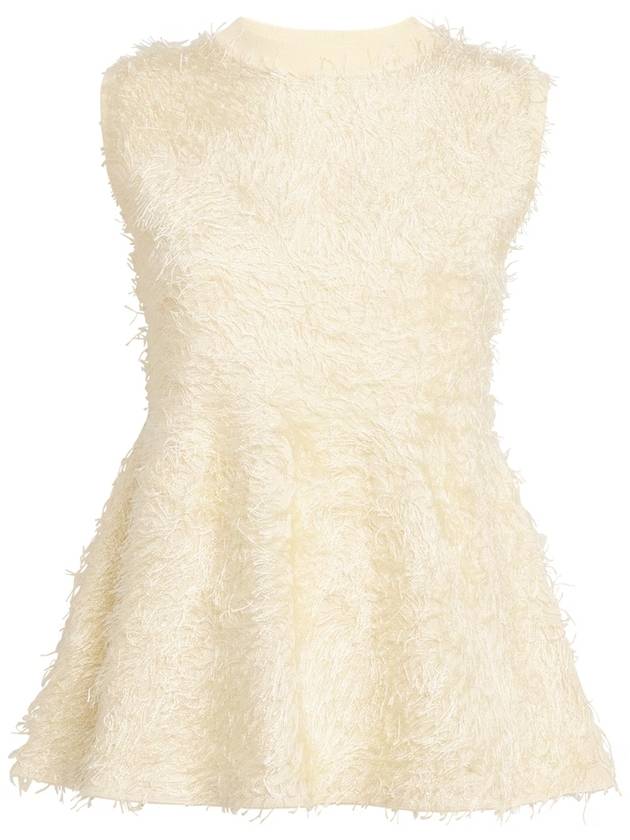 Frayed Effect Knit Vest Beige - FABIANA FILIPPI - BALAAN 2