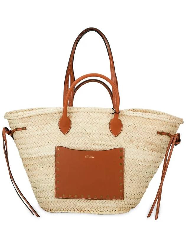 Cadix Raffia Leather Basket Tote Bag Natural Cognac - ISABEL MARANT - BALAAN 2