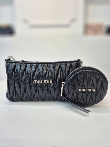 Shine Matelasse Cross Bag Black 5BH190 - MIU MIU - BALAAN 1