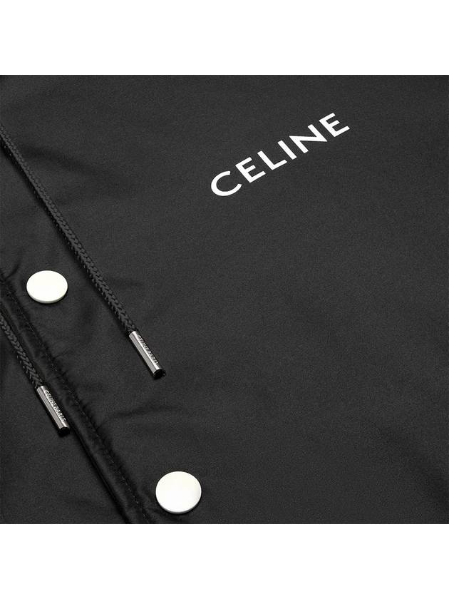 Logo Light Nylon Teddy Hooded Jacket Black - CELINE - BALAAN 5