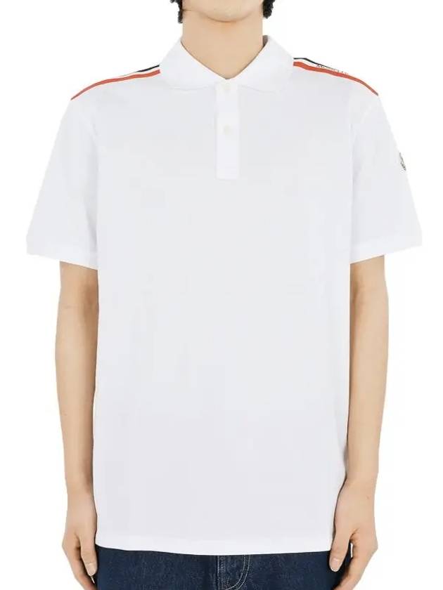 Men's Logo Pique Cotton Short Sleeve Polo Shirt White - MONCLER - BALAAN 2