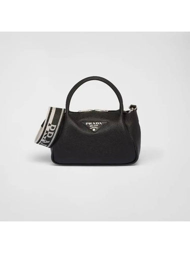 Small Leather Hand Tote Bag Black - PRADA - BALAAN 1