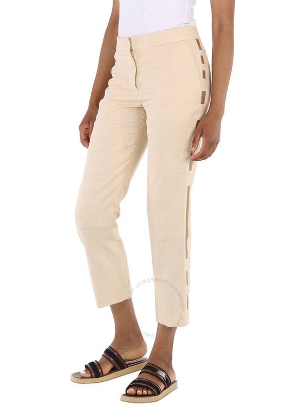 Addison Linen Wool Silk Straight Pants Beige - BURBERRY - BALAAN 4