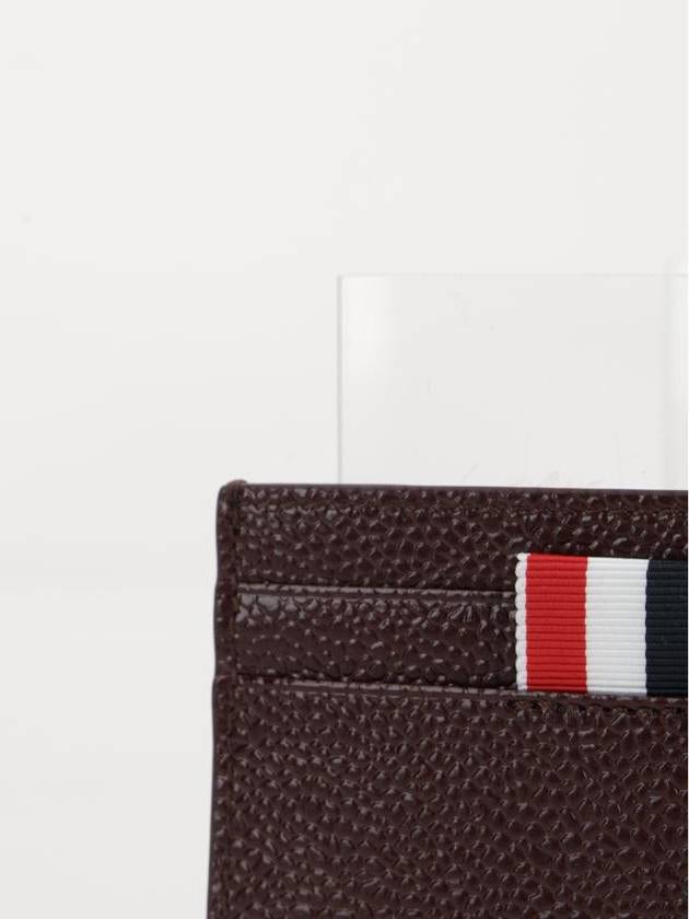 Lucido Leather Single Card Wallet Red - THOM BROWNE - BALAAN 5