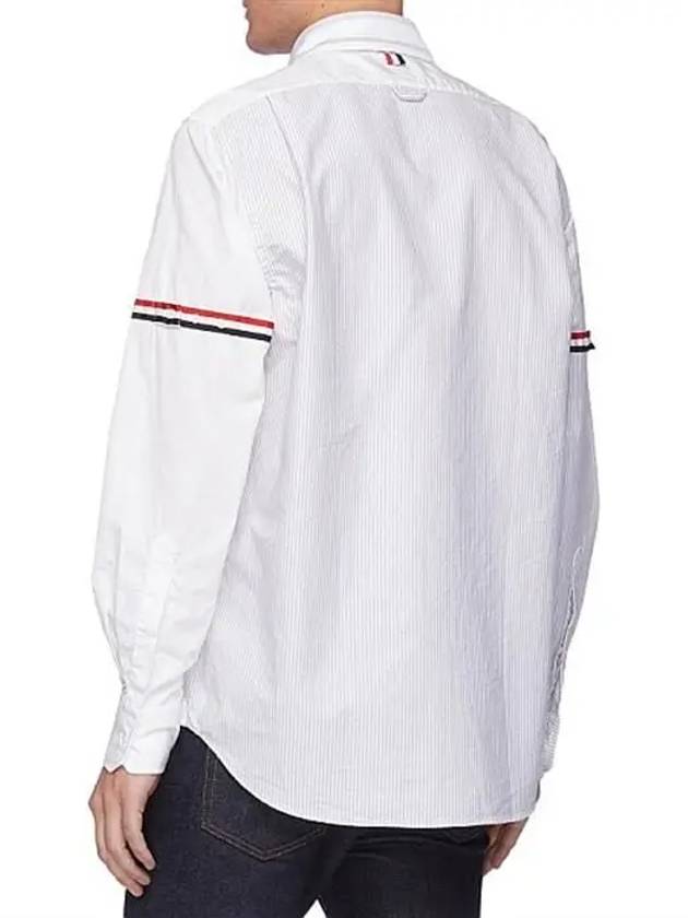 Men's Poplin Grosgrain Armband Stripe Long Sleeve Shirt White - THOM BROWNE - BALAAN 4