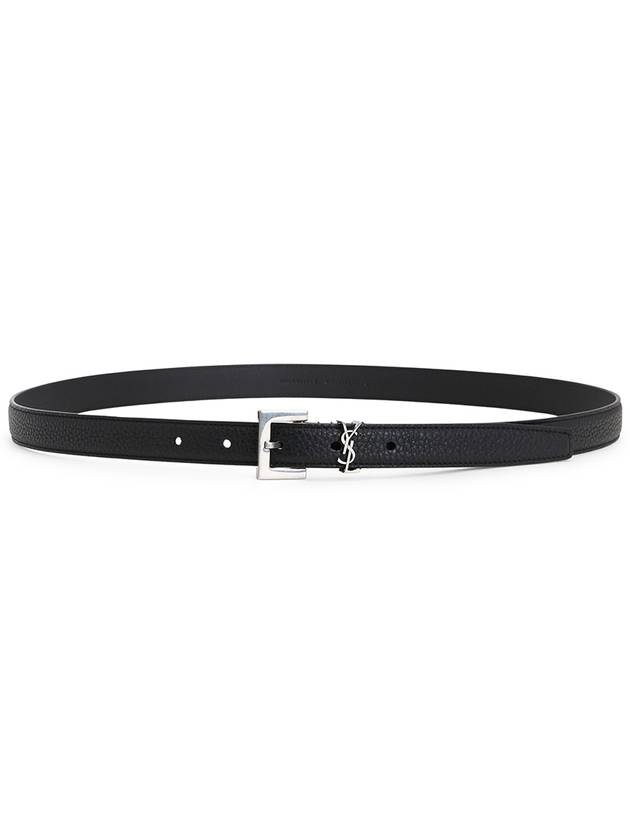 Men's Monogram Grain Belt Black - SAINT LAURENT - BALAAN 3