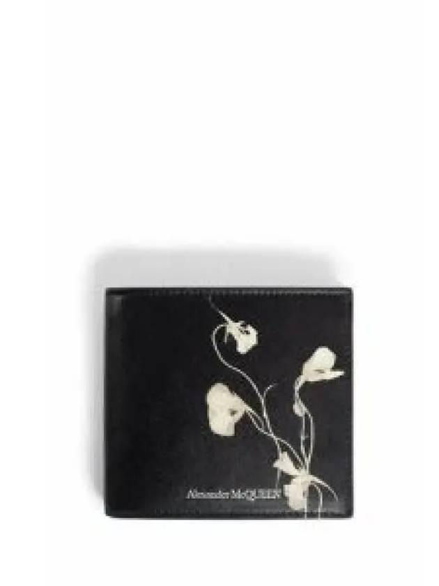 Floral Logo Half Wallet Black - ALEXANDER MCQUEEN - BALAAN 2