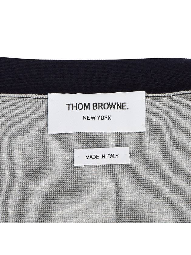 Contrast Trim Knit Cardigan Grey - THOM BROWNE - BALAAN 11