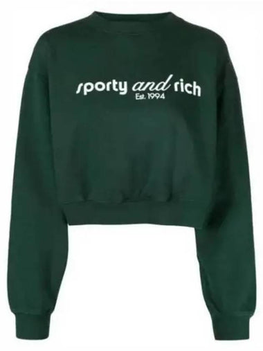 Logo Print Crop Sweatshirt Forest Green CRAW2371FO - SPORTY & RICH - BALAAN 1