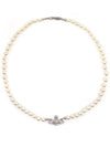 Mini Bas Relief Pearl Necklace Platinum Cream Pearl Crystal - VIVIENNE WESTWOOD - BALAAN 2