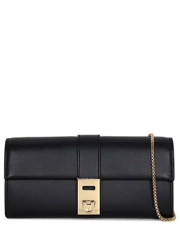 Hug Shoulder Chain Long Wallet Black - SALVATORE FERRAGAMO - BALAAN 2