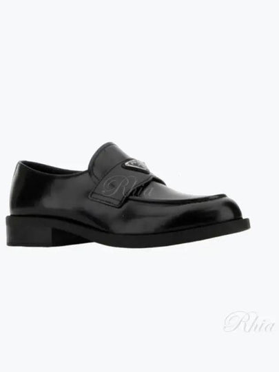 Triangle Logo Brushed Leather Loafer Black - PRADA - BALAAN 2