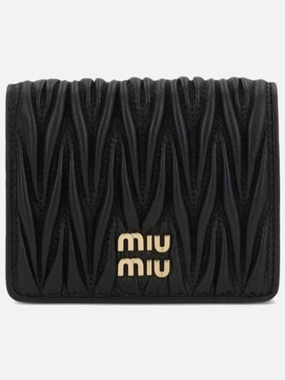 Matelasse Small Napa Leather Half Wallet Black - MIU MIU - BALAAN 2