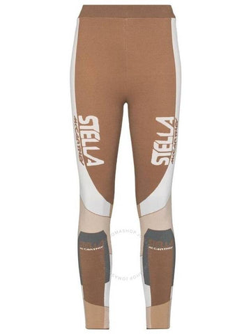 Stella Mccartney Ladies Khaki Sporty Logo-Print Leggings, Brand Size 36 (US Size 2) - STELLA MCCARTNEY - BALAAN 1