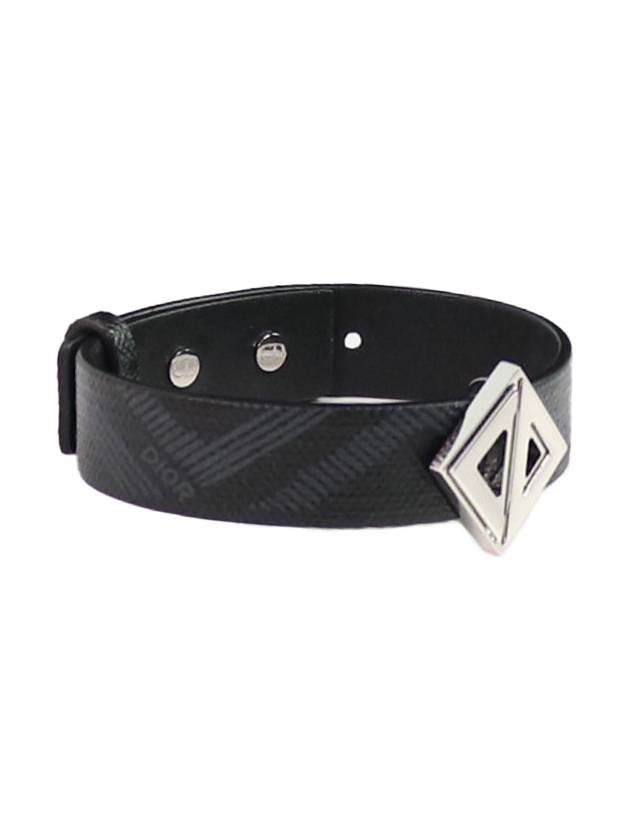 CD Diamond Canvas Silver Finish Brass Bracelet Black - DIOR - BALAAN 4