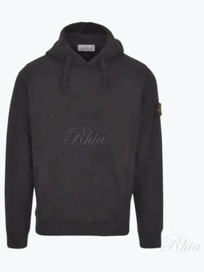 Wappen Patch Brushed Cotton Fleece Hoodie Black - STONE ISLAND - BALAAN 2