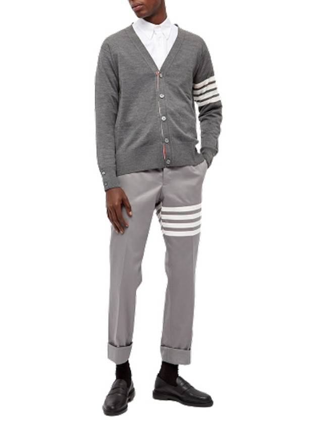 Men's Sustainable Classic Diagonal Wool Cardigan Medium Grey - THOM BROWNE - BALAAN 5