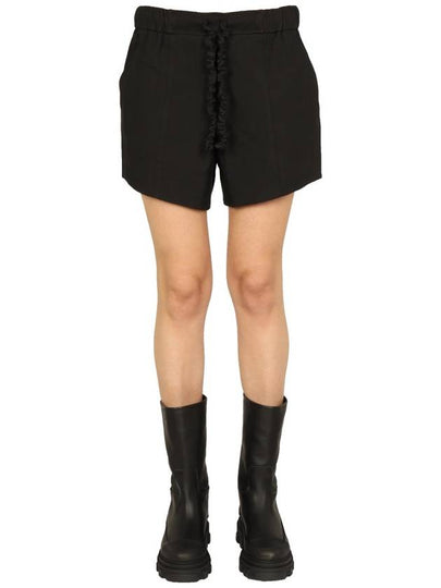 Women's Ruffle Elastic Scrunch String Shorts Black - GANNI - BALAAN 2